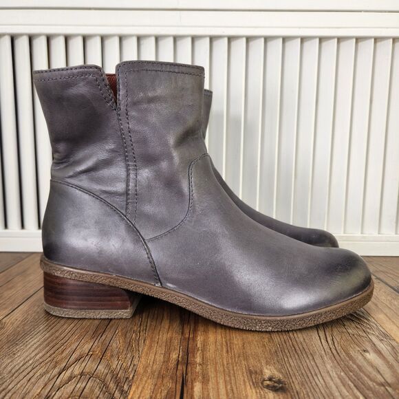 Dansko Bethanie Womens Sz 11 Gray Waterproof Leather Side Zip Biker Ankle Boots - Picture 1 of 10